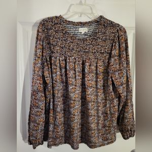 Wonderly multicolored long sleeve blouse size large